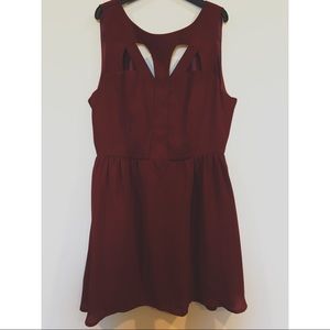 ASOS Red Chiffon Cut Out Skater Dress Size L